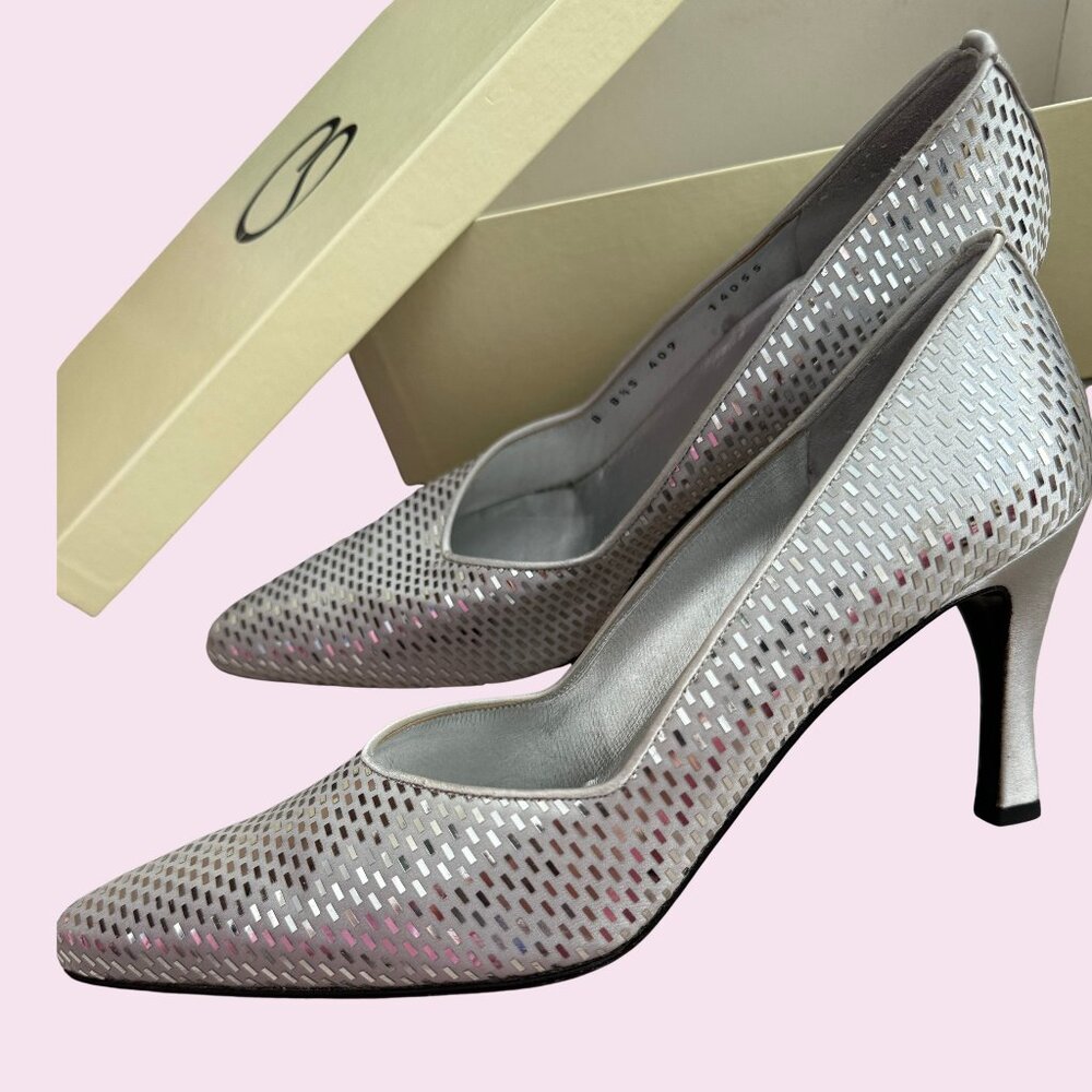 St John Silver Sparkle Shoes Heels Size 8.5B